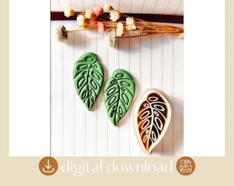 Monstera Leaf Clay Cutter – Polymer Clay Earring STL File (Digital Download)