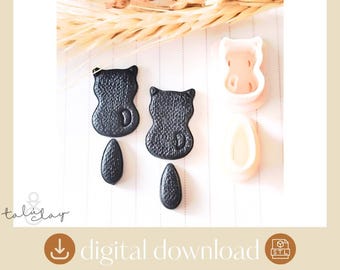 CAT Polymer Clay Earring Cutters STL File: 3D Printer Digital Download
