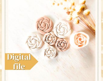 STL Polymer Clay Earring cutter - Rose STL Digital file clay cutter,  Instant Download, STL file for 3D Printer