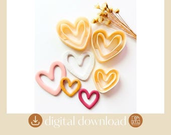 Heart Polymer Clay Earring Cutter STL File for 3D Printer (Digital Download)