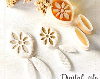 Dangle Earring Clay Cutter STL File: Floral Polymer Clay Jewelry (Digital Download)