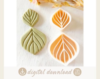 Leaf Clay Cutter – Embossing STL File for Earrings (Digital Download)