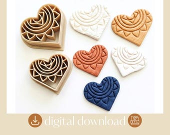 Boho Heart Clay Cutter STL File (Digital Download)