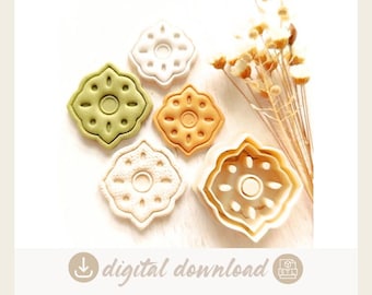 Boho Flower Earring Cutter STL: Polymer Clay Jewelry (Digital Download)