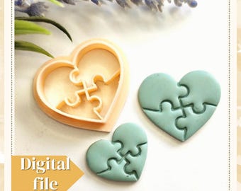Autism Heart Polymer Clay Earring Cutters STL File (Digital Download)