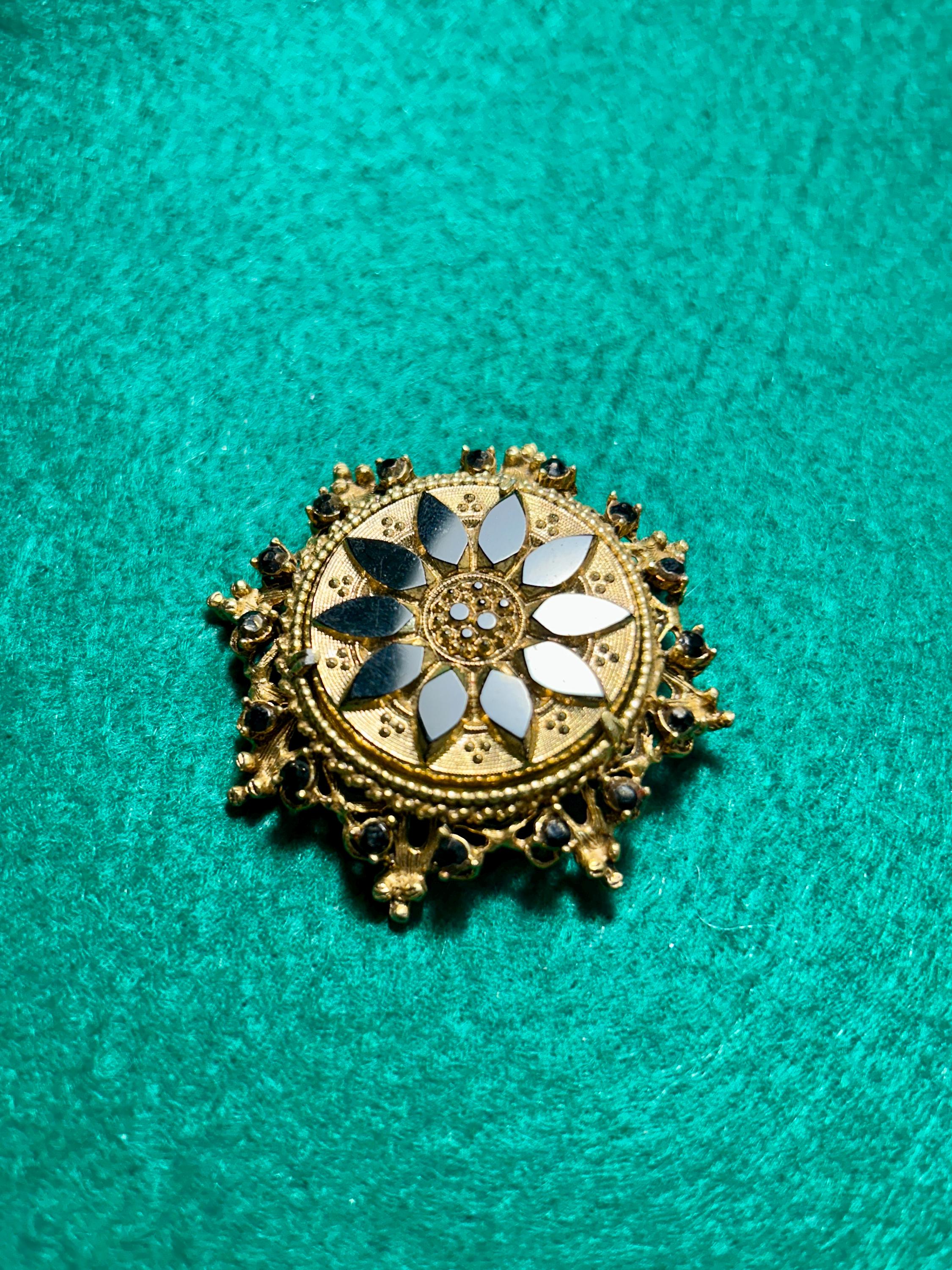 ヴィンテージ フロレンツァ ゴールド＆ブラック ブローチ - Etsy 日本