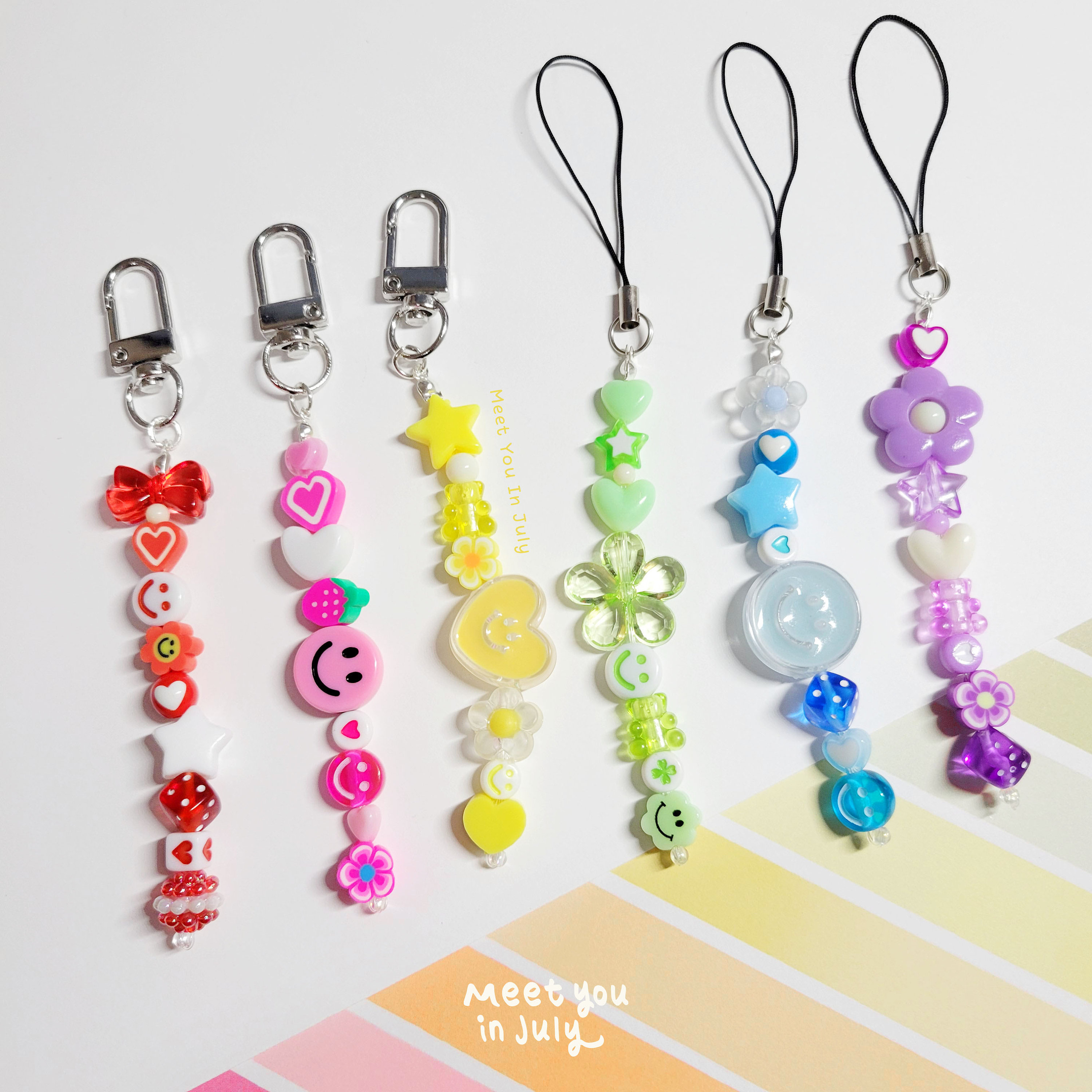 Y2K Beaded Phone Charm, Colorful Keychain, Bag Accessory - Etsy
