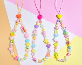Beaded Phone Charm Y2K Phone Straps 90s Phone Charms Straps Colorful Cute Phone Charms Phone Accessories