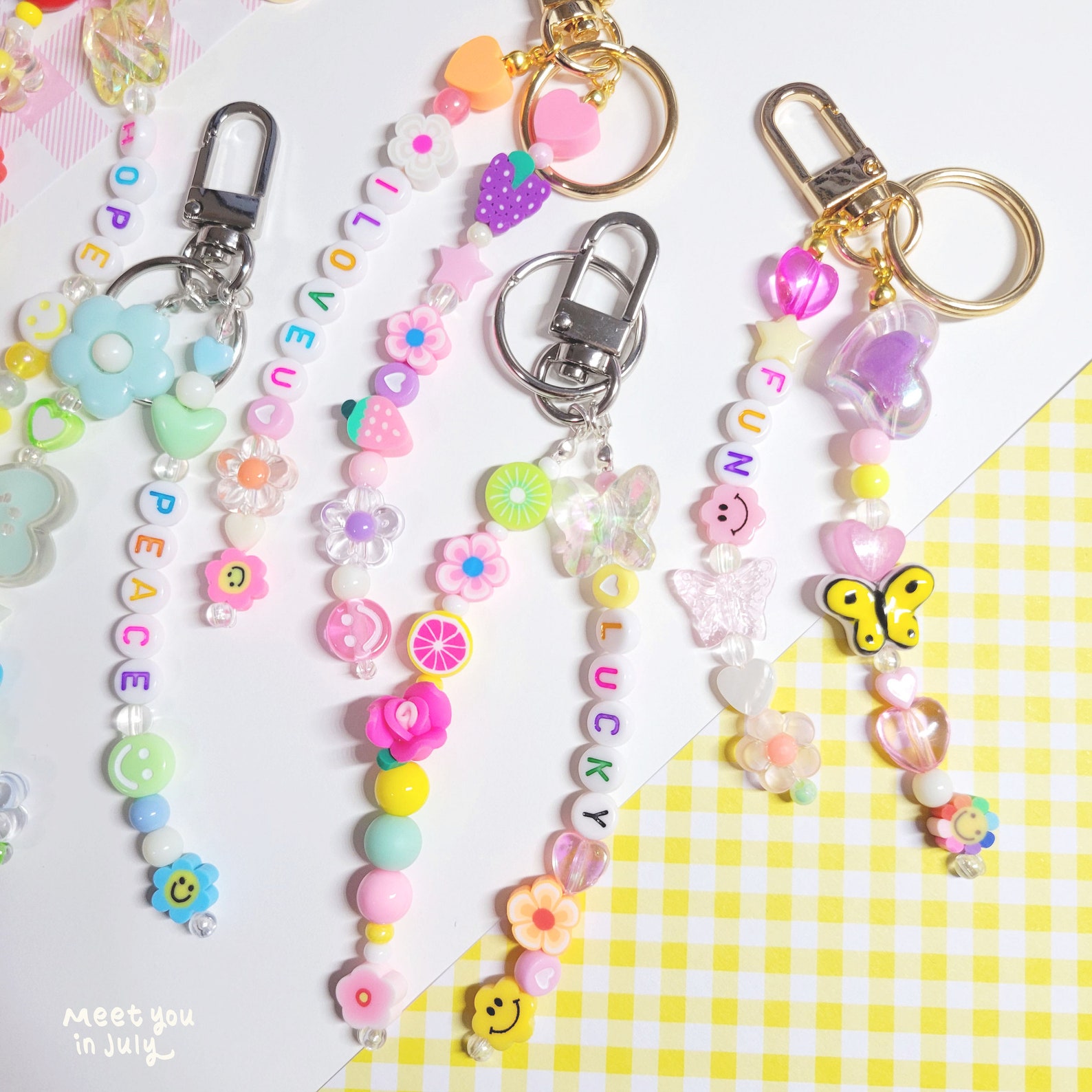 Custom Beaded Keychain Personalized Y2K Keychain 90s Inspired - Etsy