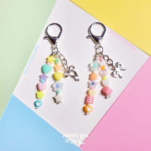Beaded Bag Charms Keychain Cute Trendy Keychains Y2K Style Bag Charm Chain Purse Charms Chain Beads Charms Bag Clips