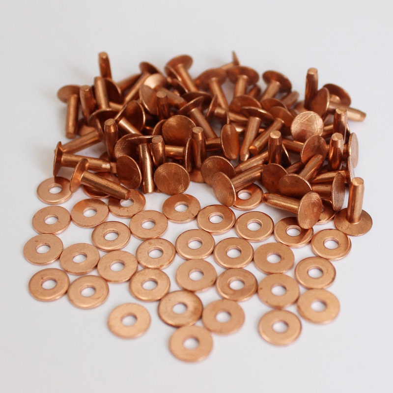 Brass Rivet Solid Copper Rivets and Washers Solid Brass Etsy