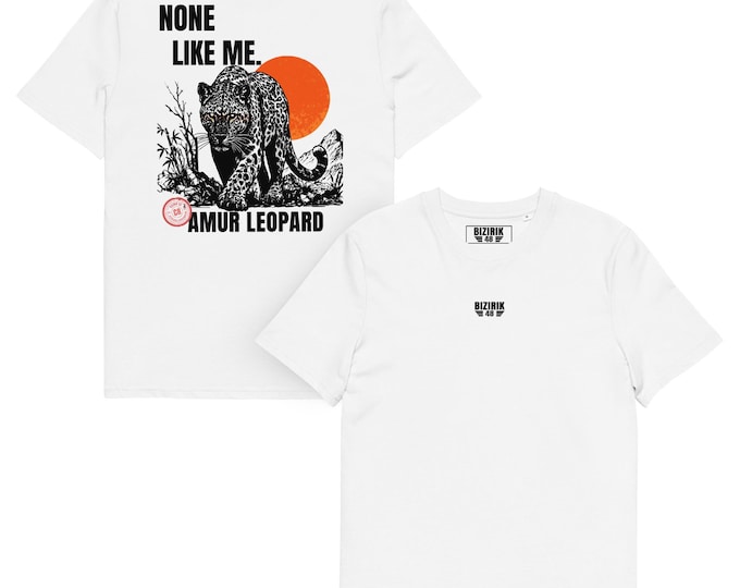 Amur Leopard Organic Cotton T-Shirt, Endangered Species Graphic Tee, BIZIRIK 48