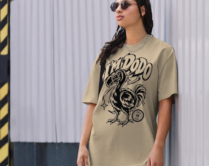 Dodo Oversized Faded T-Shirt, Extinct Species Graphic Tee, BIZIRIK 48