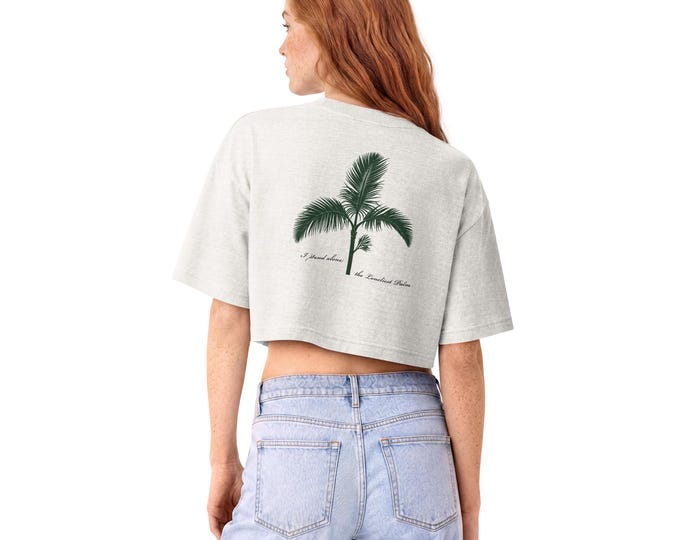 Loneliest Palm Women’s Cropped T-Shirt, Rare Plant Graphic Tee, BIZIRIK 48