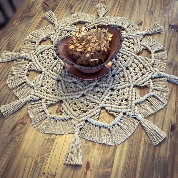 Macrame Charger, Table Centerpiece, Round Runner - Size and Color Options