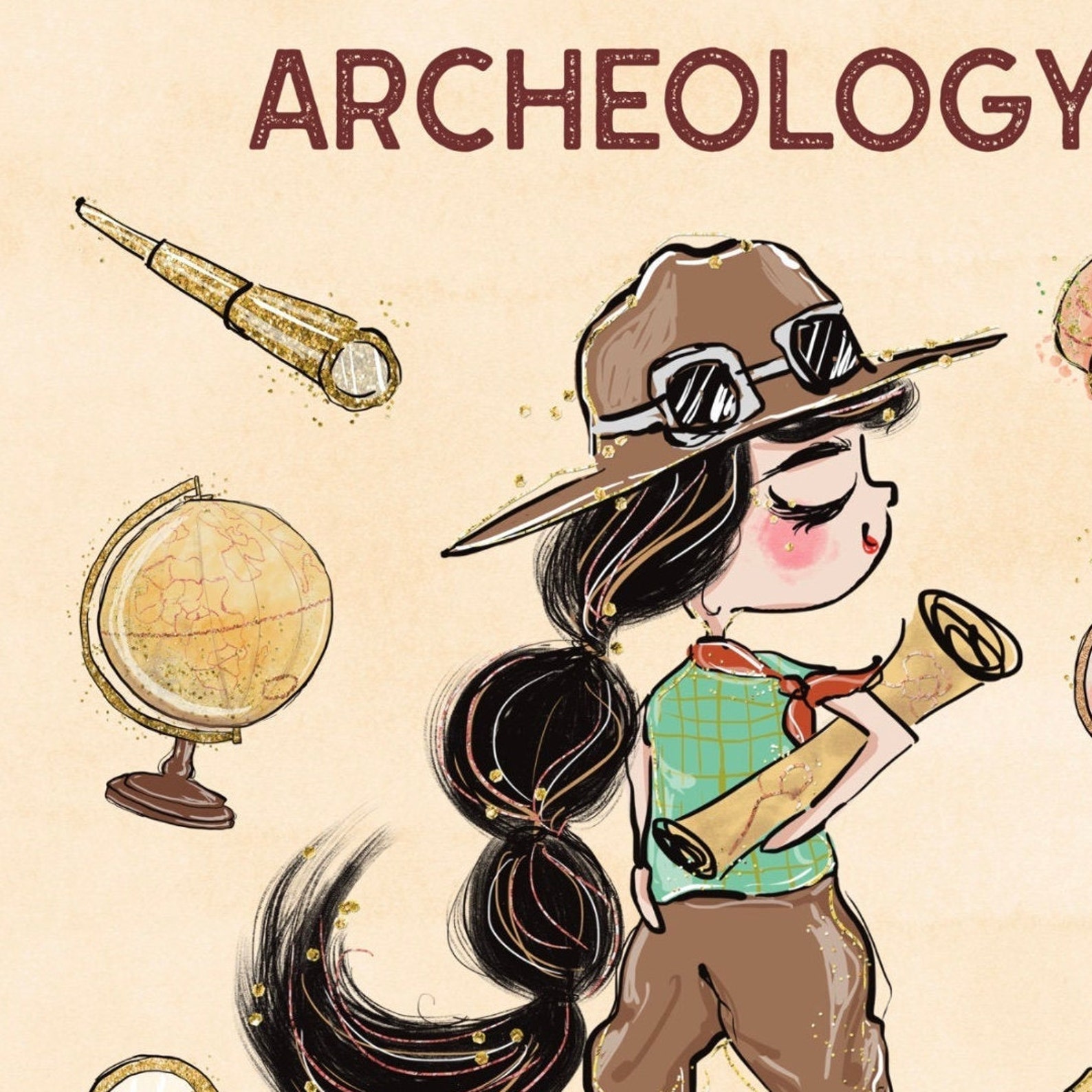 DIGITAL Archeologist Art / Archeology 101 / Rock Tool or Relic Etsy