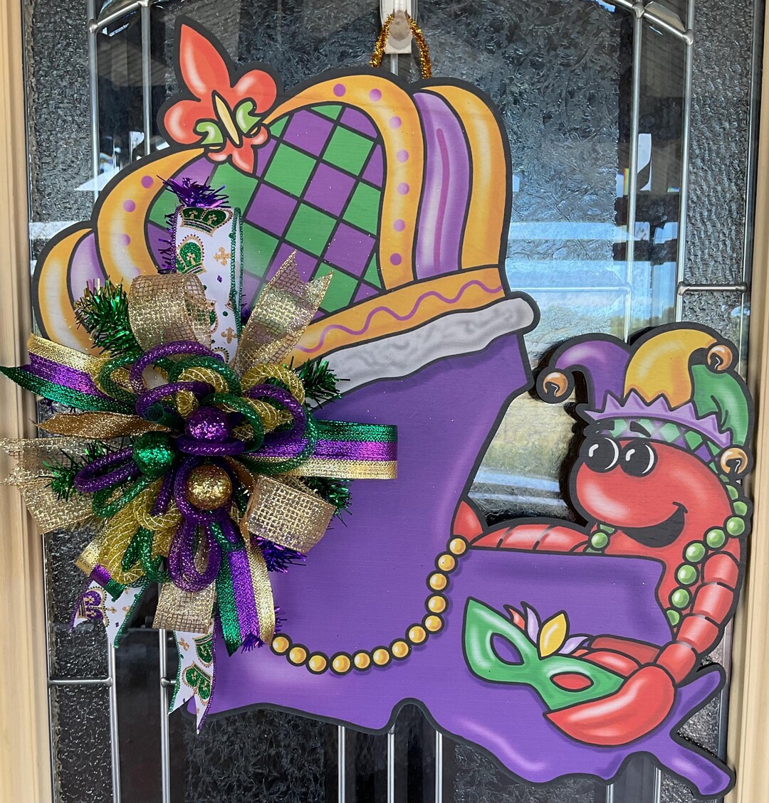 Toodle Lou Designs Mardi Gras Oyster Wreath Wood Door Hanger