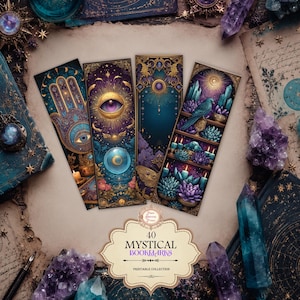 Mystical Printable Bookmarks | 40 Unique Designs (Jpeg & PDF Digital Download)