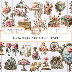 Grand lot de roses défraîchies | 150 images PNG transparentes | shabby chic | millésime | Utilisation commerciale