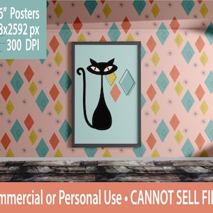 Atomic Cat Posters, Atomic Cat SVG, Digital Download,atomic Kitty, Mid ...