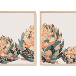 Artichoke Printable, Set of Two Prints, Kitchen Art, Artichoke Print, Digital Download, Botanical Print, Vegetable Art, Home Decor, Wall Art