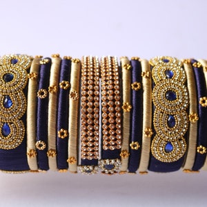 Sky Blue & Teal Wedding Bangles: Golden Indian Jewelry, Set of 18 image 3