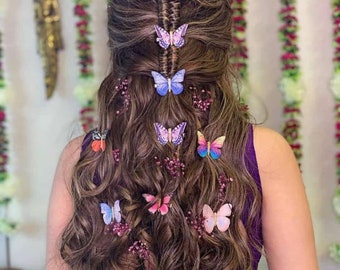 Butterfly Hair Clips: Indian Bridal Jewelry, Mehndi Party Favors (Pack Of 10)