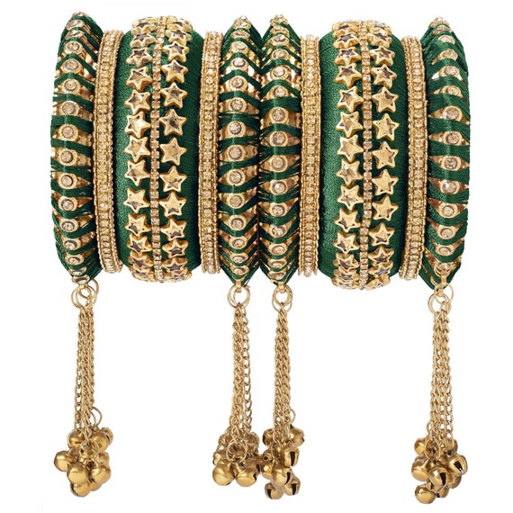 Green Color Bangles Silk Thread Indian Pakistani Bangles Etsy