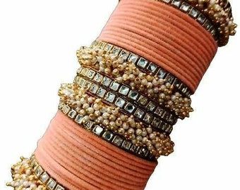 Red Color Velvet Thread Bangles Handmade Wedding Heavy Work