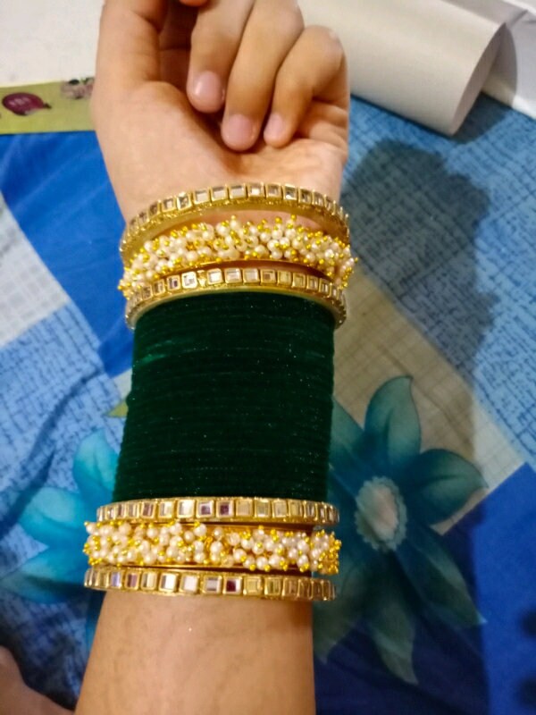 Red Color Velvet Thread Bangles Handmade Wedding Heavy Work