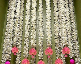 Handmade Pink Lotus Garland: Indian Festive Door Hanging (55-60")