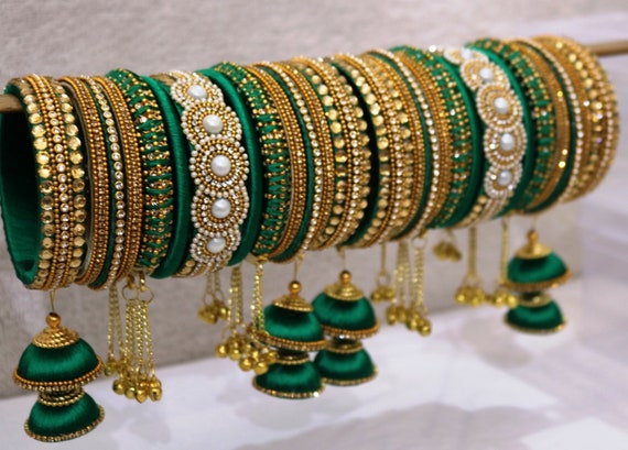 Buy Silk Thread Heavy Kundan Bridal Bangles for Wedding Online in India 