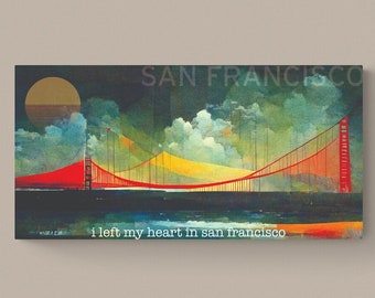 Printable Watercolor Art - "I Left My Heart In San Francisco" Golden Gate Bridge - DIGITAL DOWNLOAD