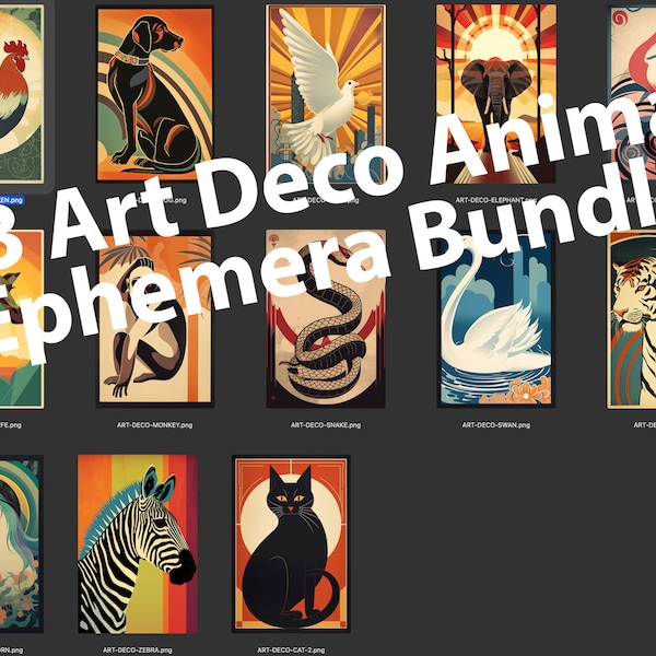 Vintage Art Deco Animal Ephemera Bundle Pack - Digital download. Printable images for Junk Journaling, Scrapbooking