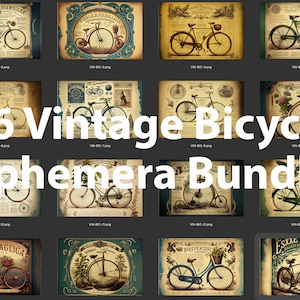 Vintage Bicycle Ephemera Bundle Pack - Digital download. Printable images for Junk Journaling, Scrapbooking