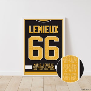 Mario Lemieux - Pittsburgh Penguins Career A3 Poster Print