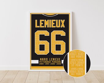 Mario Lemieux - Pittsburgh Penguins Career A3 Poster Print