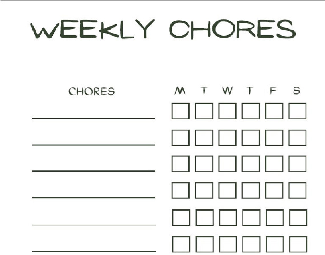 Printable Chore List Black and White | Etsy
