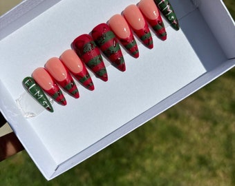 Blood Splatter Halloween Press On Nails| Halloween Nails | Square Press On Nails| Long Press On Nails| Fake Nails | Press On Nails
