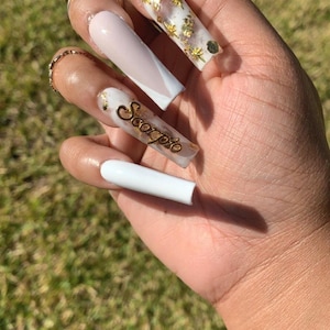 Birthday Nails| Zodiac Press On Nails| Coffin Press On Nails| Square Press On Nails| Fake Nails | Press On Nails | Glue On Nails