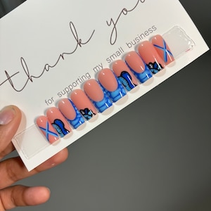 Blue Press On Nails| Square Press On Nails| Long Press On Nails| Fake Nails | Press On Nails | Short Press Ons
