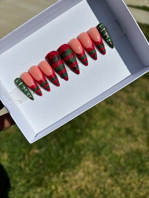 Blood Splatter Halloween Press On Nails| Halloween Nails | Square Press On Nails| Long Press On Nails| Fake Nails | Press On Nails