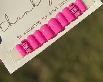 Pink Valentine Nägel | Sarg Drücken Sie auf die Nägel | Quadratische Presse auf den Nägeln | Langes Drücken auf die Nägel | Künstliche Nägel | Drücken Sie auf die Nägel | Kurze Press-Ons