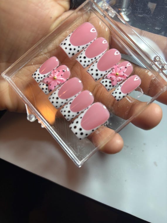 Polka Dot Nails | Square Nails| Press On Nails