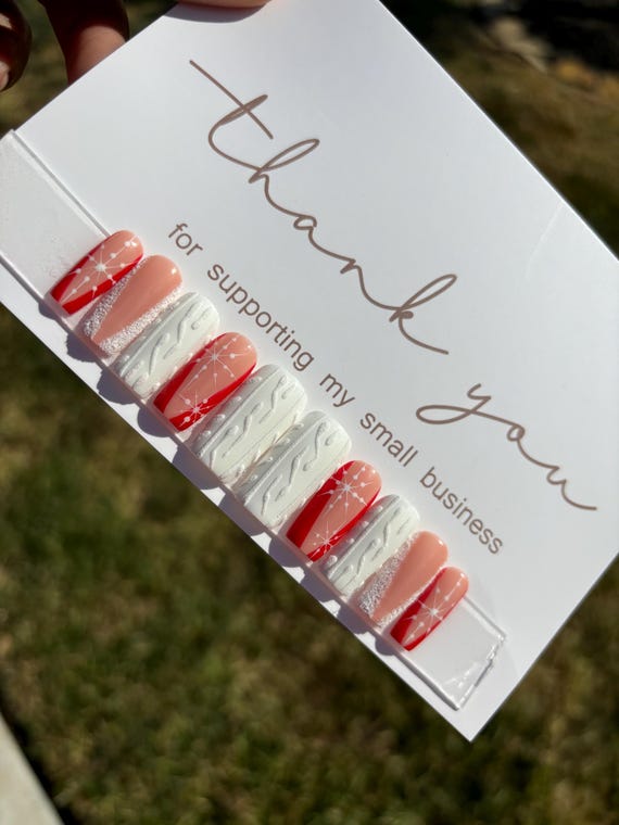 Christmas Press On Nails| Coffin Press On Nails| Square Press On Nails| Long Press On Nails| Fake Nails | Press On Nails | Glue On Nails