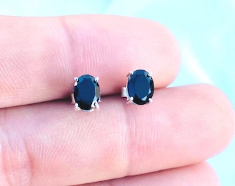 Pendientes de ónix negro en plata de ley 925, joyería minimalista de piedras preciosas naturales para mujer y hombre, regalo de aniversario y cumpleaños.