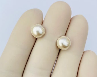 Pearl Stud Earrings, Silver Pearl Earrings for Bridesmaids and Wedding, Freshwater Pearl Jewelry, Gift for Her, Bridal Jewelry