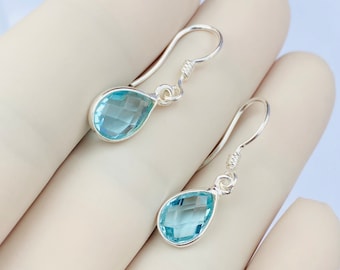 925 Sterling Silver Blue Topaz Earrings , Natural Topaz Gemstone For Fine Jewelry, Gift for Her Handmade dangle Earrings Topaz earrings