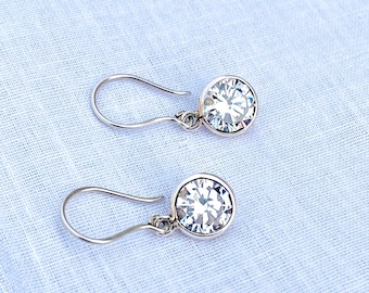 Moissanite Drop Earrings in 925 Sterling Silver, Dangle Jewelry for Her, Wedding, Anniversary Gift, Silver Earrings, Unique Gift for Women
