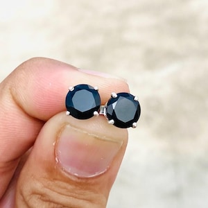 925 Sterling Silver Black onyx Stud Earrings , Natural Black onyx Gemstone For Fine Jewelry , Gift for Her Handmade Stud Earrings